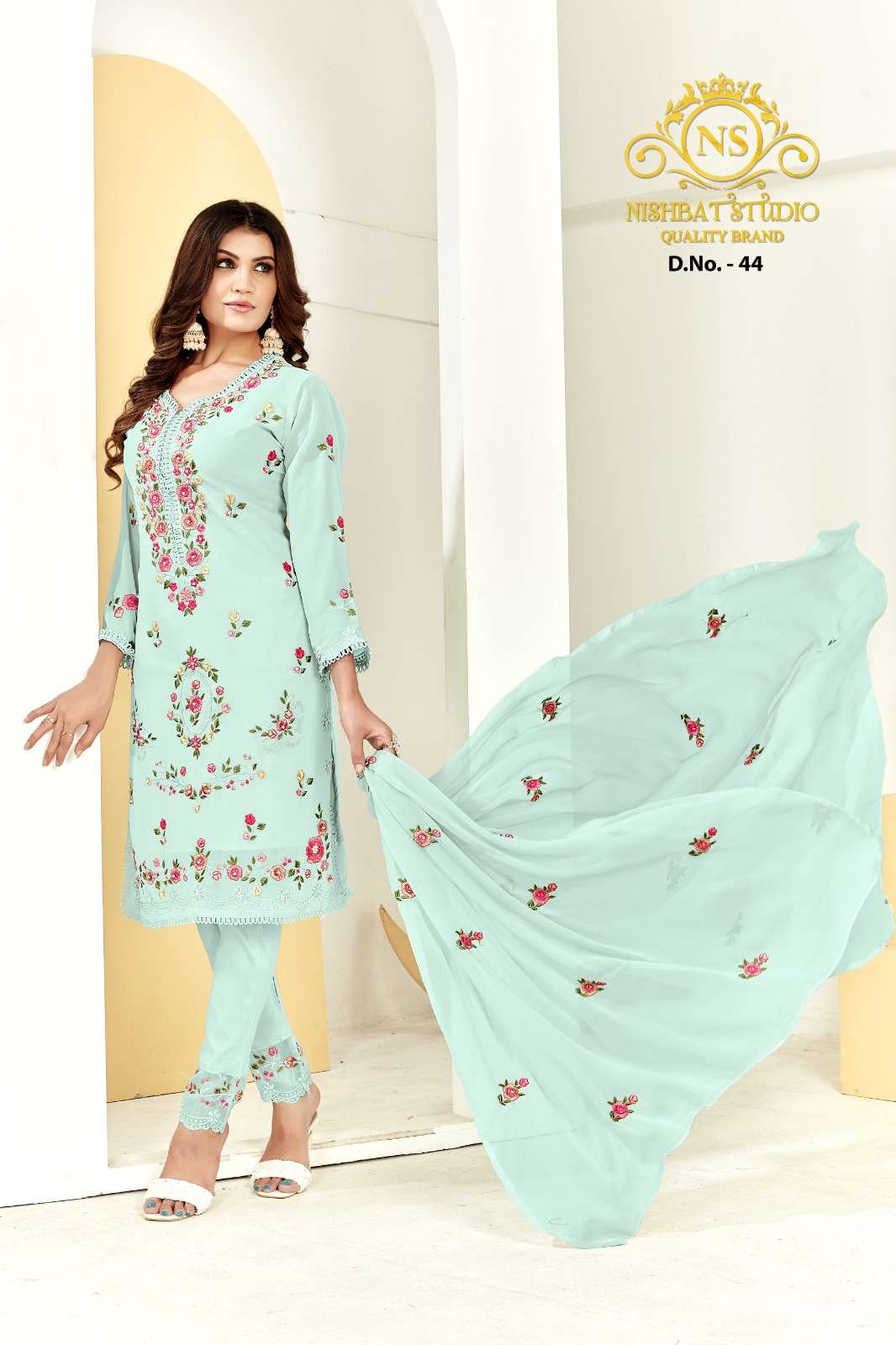 NS-44 COLOURS BY AQSAWHOLESALE GEORGETTE EMBROIDERY READYMADE DRESSES