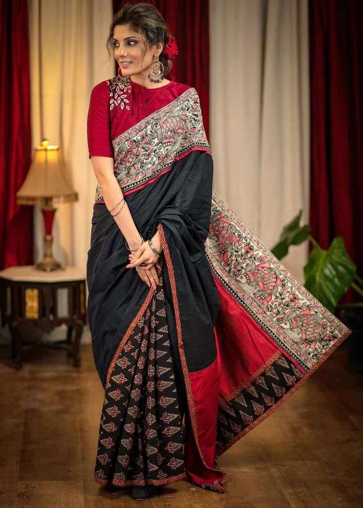 NT-308 BY AQSAWHOLESALE PURE MULMUL COTTON PRINT SILK SAREE