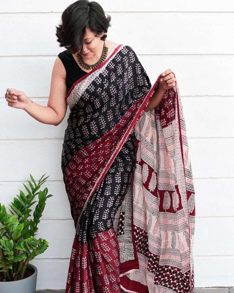 NT-327 BY AQSAWHOLESALE PURE MULMUL COTTON SILK PRINT CASUAL SAREE