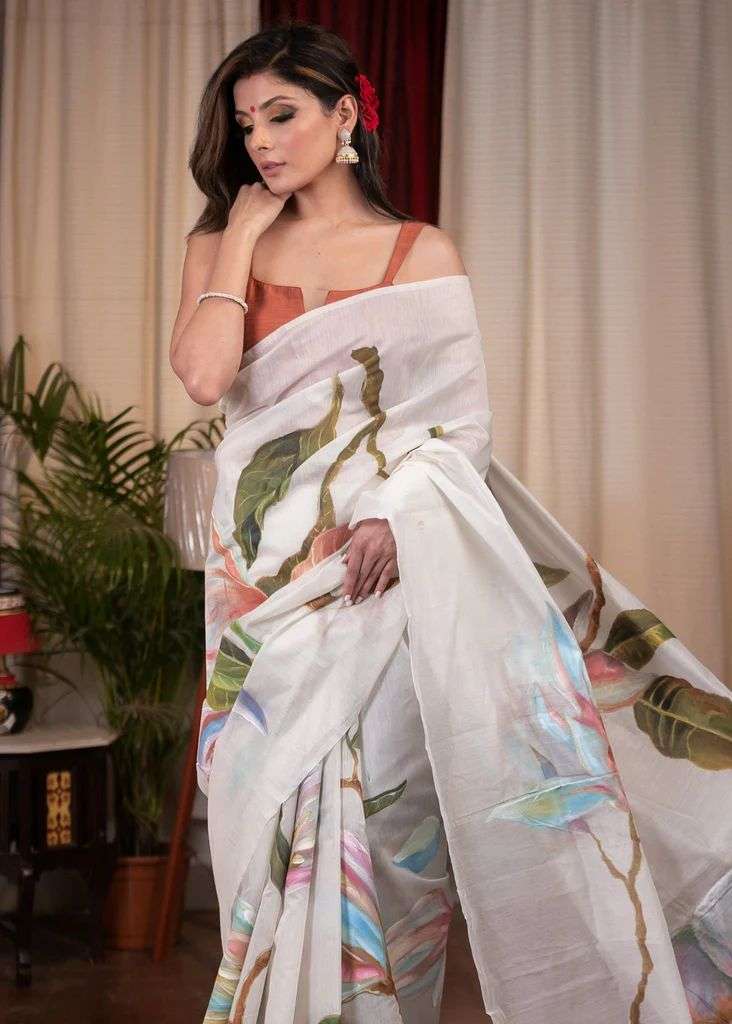 NT-380 BY AQSAWHOLESALE PURE MULMUL COTTON PRINT SILK CASUAL SAREE