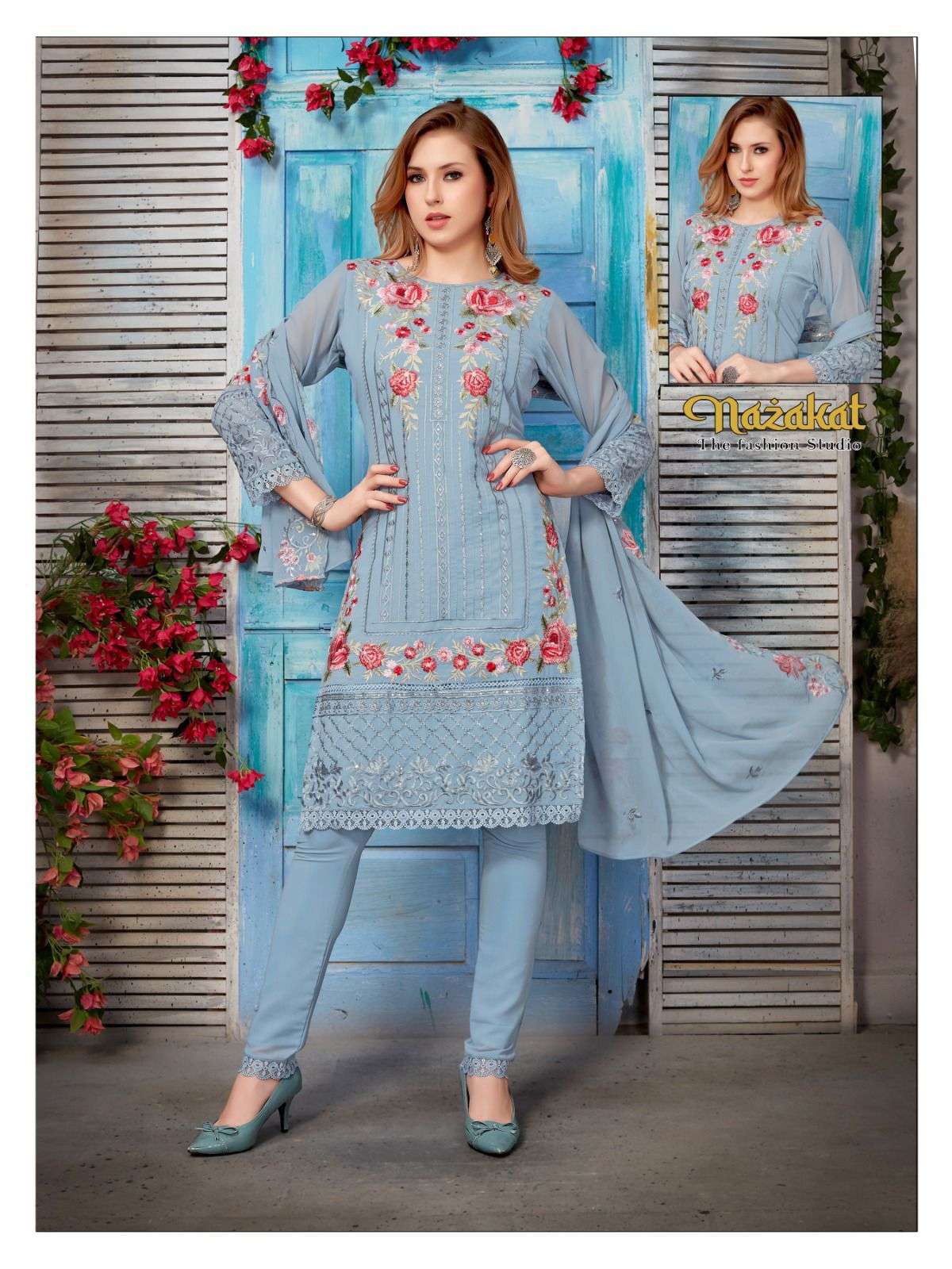 NZ VOL-1 BY AQSAWHOLESALE GEORGETTE HEAVY EMBROIDERY READYMADE DRESSES