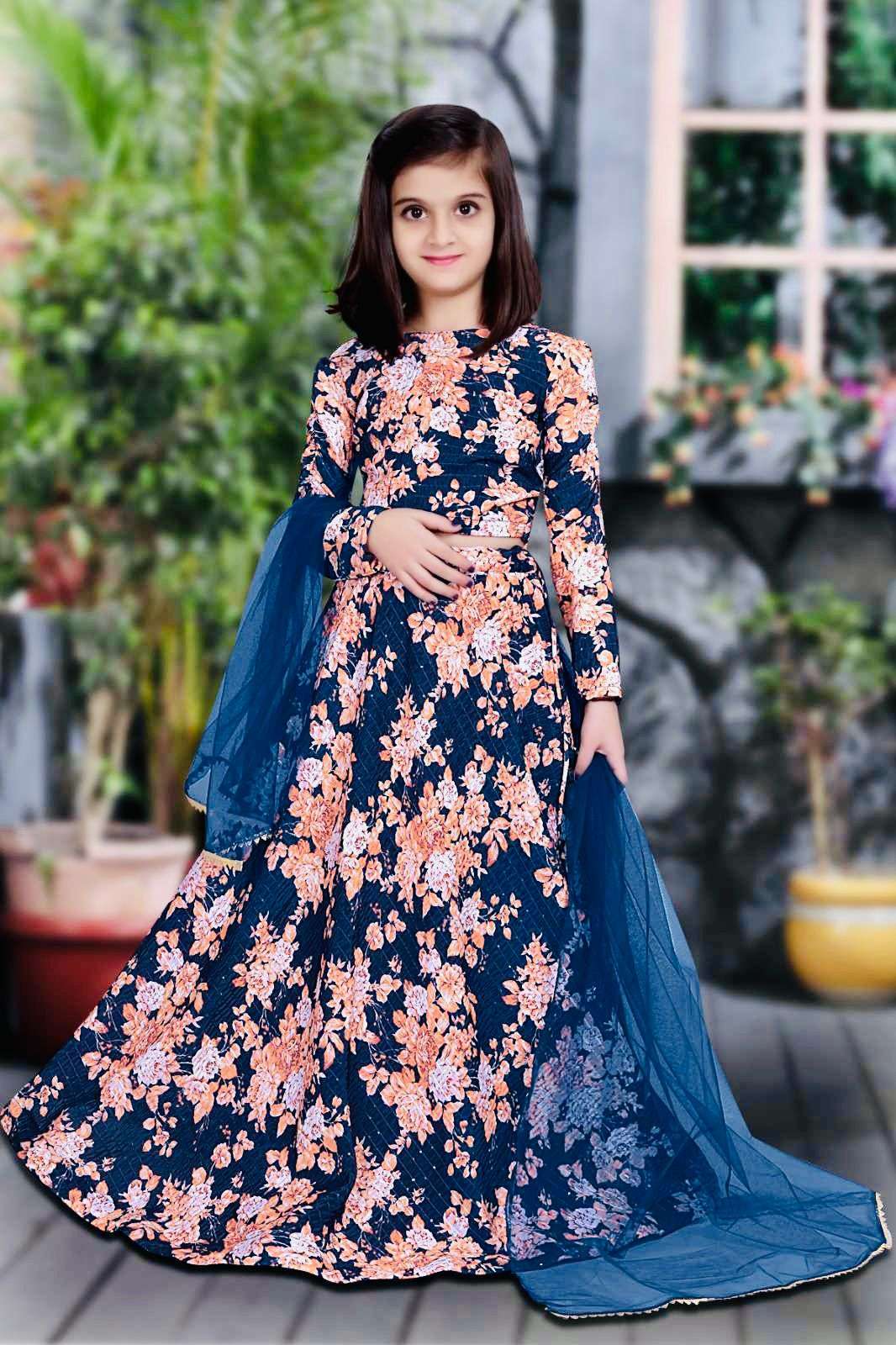 OC-130 BY AQSAWHOLESALE GEORGETTE EMBRODIERY WORK KIDS LEHENGA