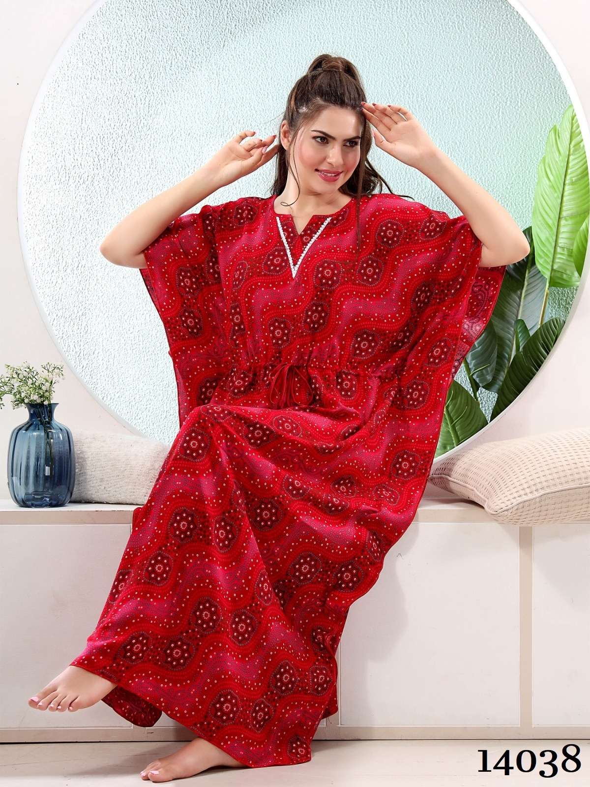 PANAH VOL-1 BY AQSAWHOLESALE RAYON PRINT KAFTAN NIGHTIES