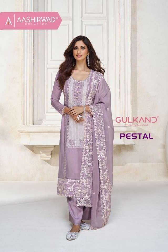 PESTAL BY AASHIRWAD CREATION 9753 TO 9756 SERIES ORGANZA SILK WORK DRESSES