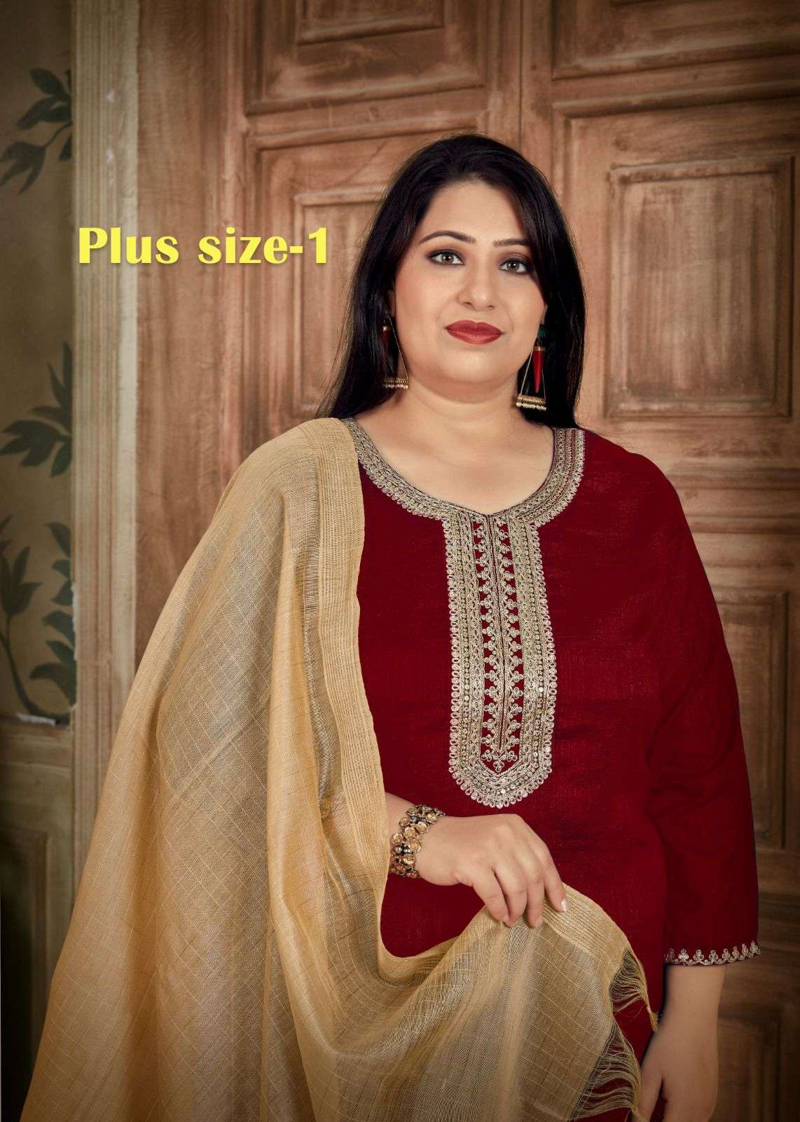 PLUS SIZE VOL-1 BY BANWERY FASHION 1001 TO 1008 SERIES SILK EMBROIDERY KURTI & DUPATTA