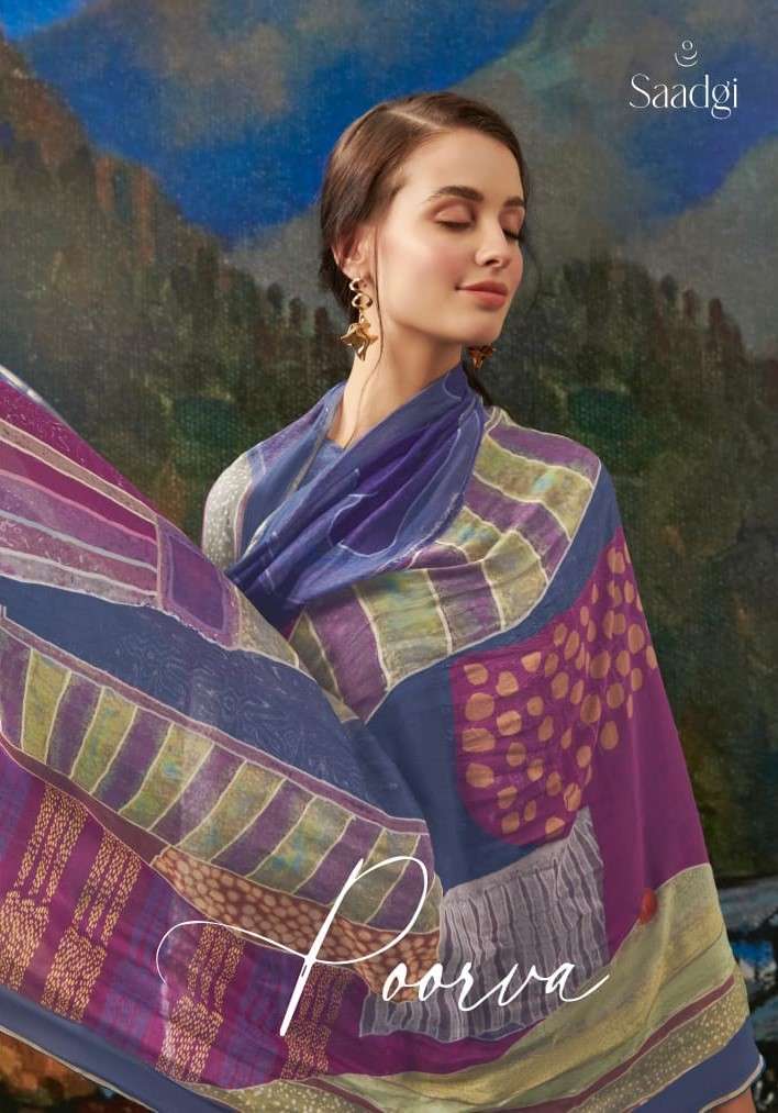 POORVA BY SAADGI 326 TO 389 SERIES KASHMIRI SILK PRINT HAND WORK DRESSES