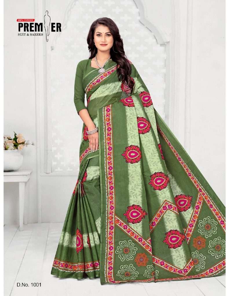 PREMIUM SRINGAR BY AQSAWHOLESALE 1001 TO 1015 SERIES COTTON PRINT CASUAL SAREES