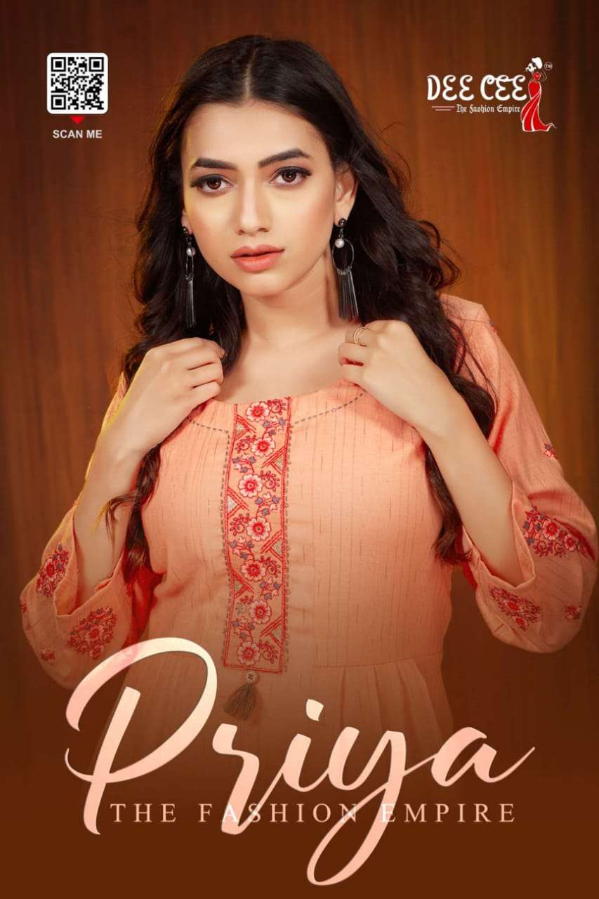 PRIYA BY DEE CEE 1001 TO 1008 SERIES RAYON FLEX WORK KURTIS