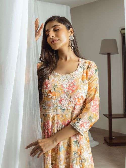 PSYYNA 5049 BY PSYNA COTTON MUL MUL EMBROIDERY WORK LONG KURTI