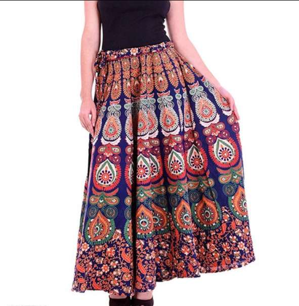 RAJWADA BY AQSAWHOLESALE PURE SATIN BANGLORI PRINT SKIRTS