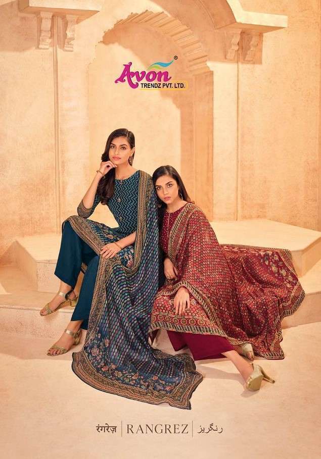 RANGREZ BY AVON TRENDZ 181 TO 186 SERIES PURE BAMBERG CREPE PRINT WORK DRESSES