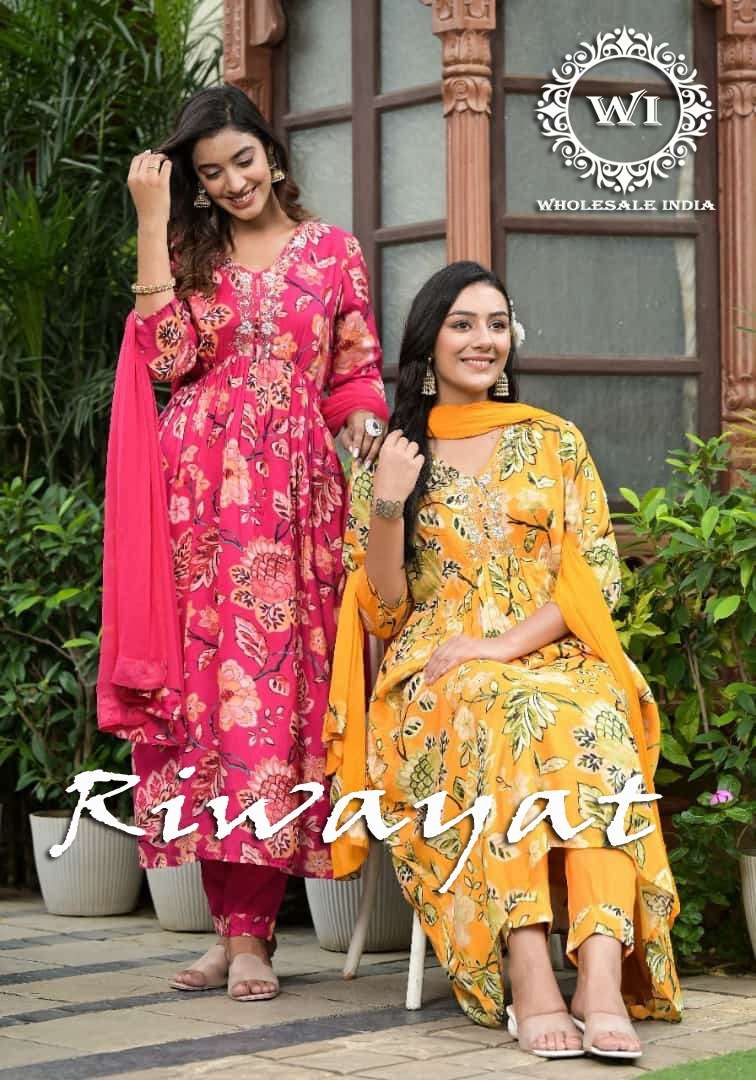 RIWAYAT BY WHOLESALE INDIA PURE MUSLIN PRINT WORK READYMADE DRESSES