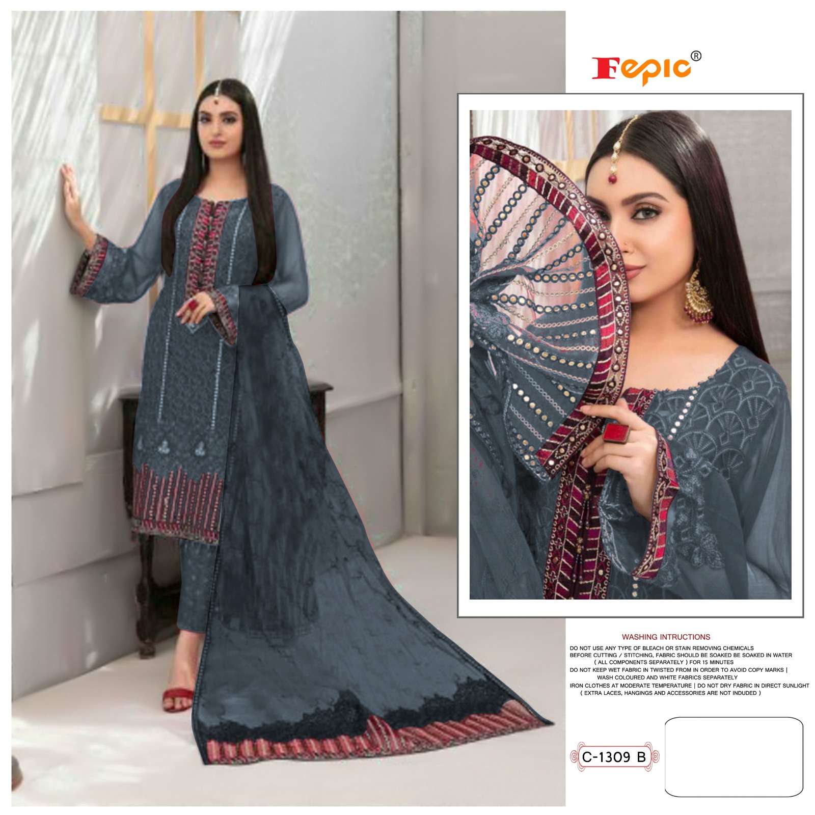 ROSEMEEN C-1309 COLOURS BY FEPIC 1309-A TO 1309-C SERIES GEORGETTE EMBRODIERY DRESSES