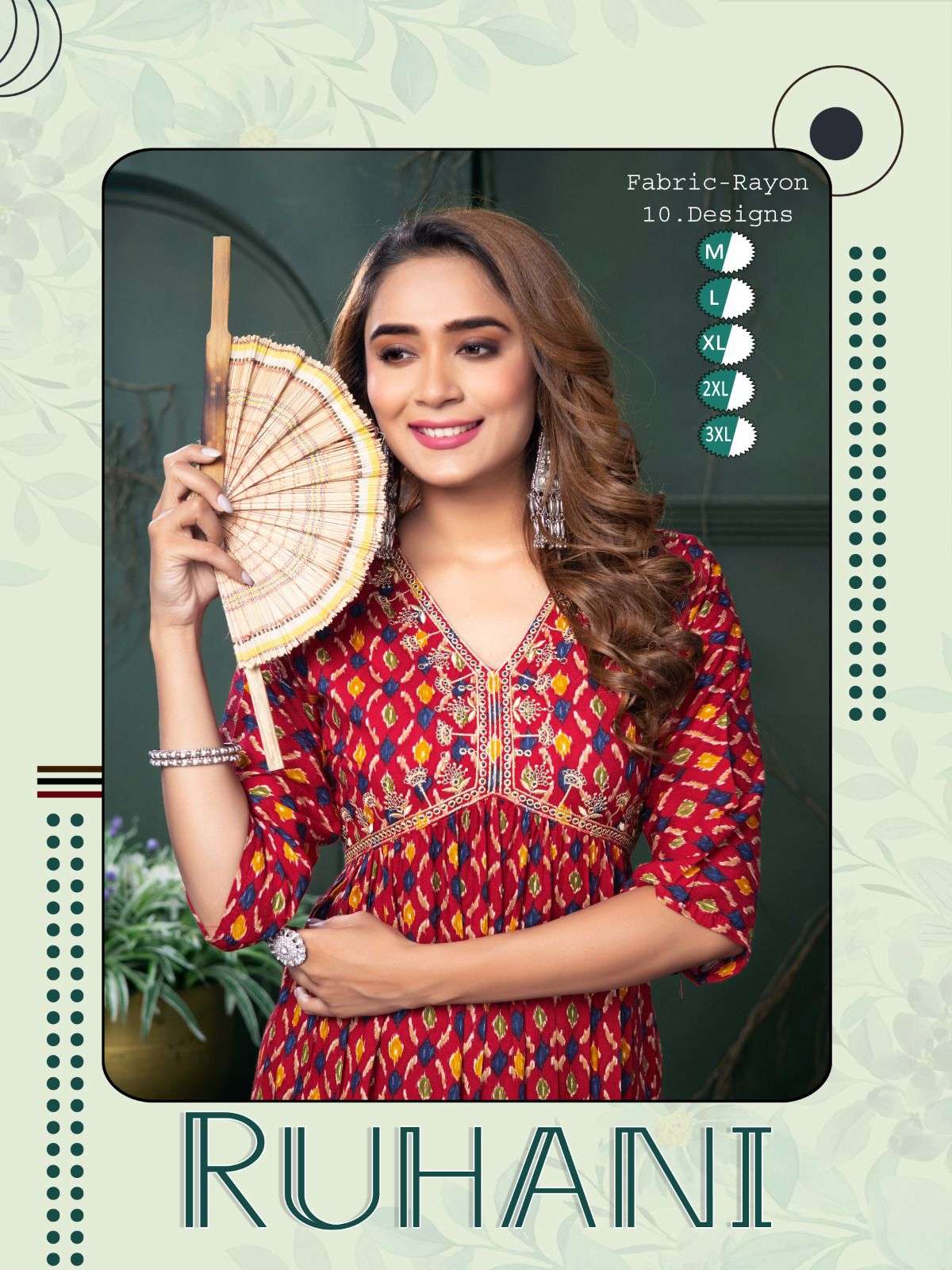 RUHANI VOL-1 BY AQSAWHOLESALE 01 TO 10 SERIES RAYON EMBROIDERY KURTIS