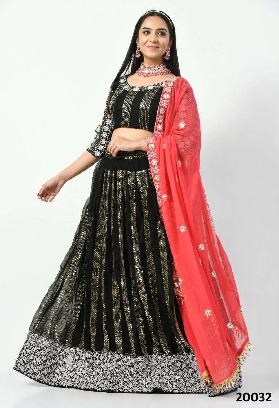 RUHIKA BY AQSAWHOLESALE 20031 TO 20034 SERIES FAUX GEORGETTE HEAVY WORK LEHENGAS