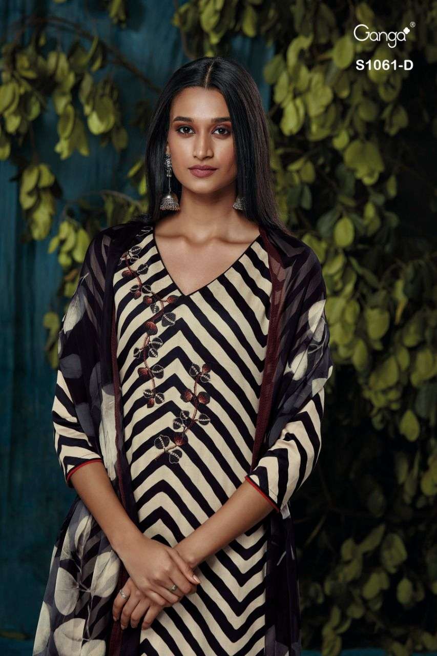 S-1061 HIT DESIGN BY GANGA FASHIONS COTTON SATIN PRINT WORK DRESS