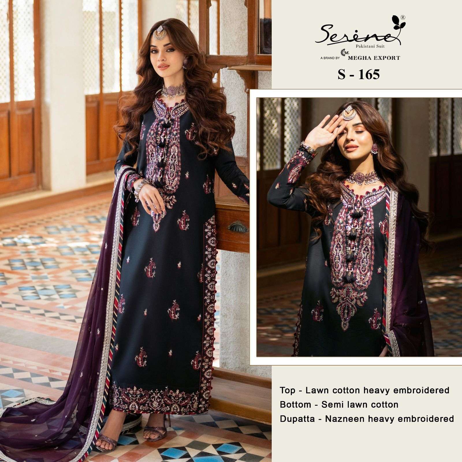 S-165 HIT DESIGN BY SERINE LAWN COTTON EMBROIDERY PAKISTANI DRESS