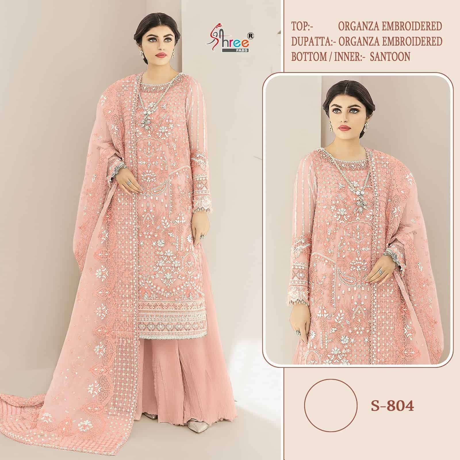 S-804 COLOURS BY SHREE FABS 804-A TO 804-D SERIES ORGANZA HEAVY WORK PAKISTANI DRESSES