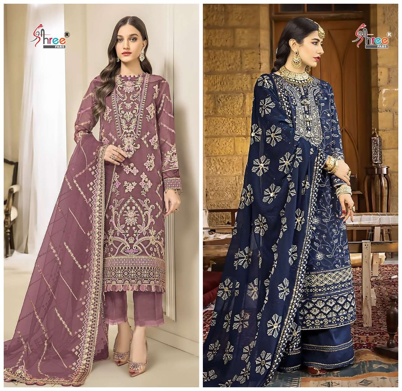 S-839 & 840 HITS BY SHREE FABS FAUX GEORGETTE EMBROIDERY WORK PAKISTANI DRESSES