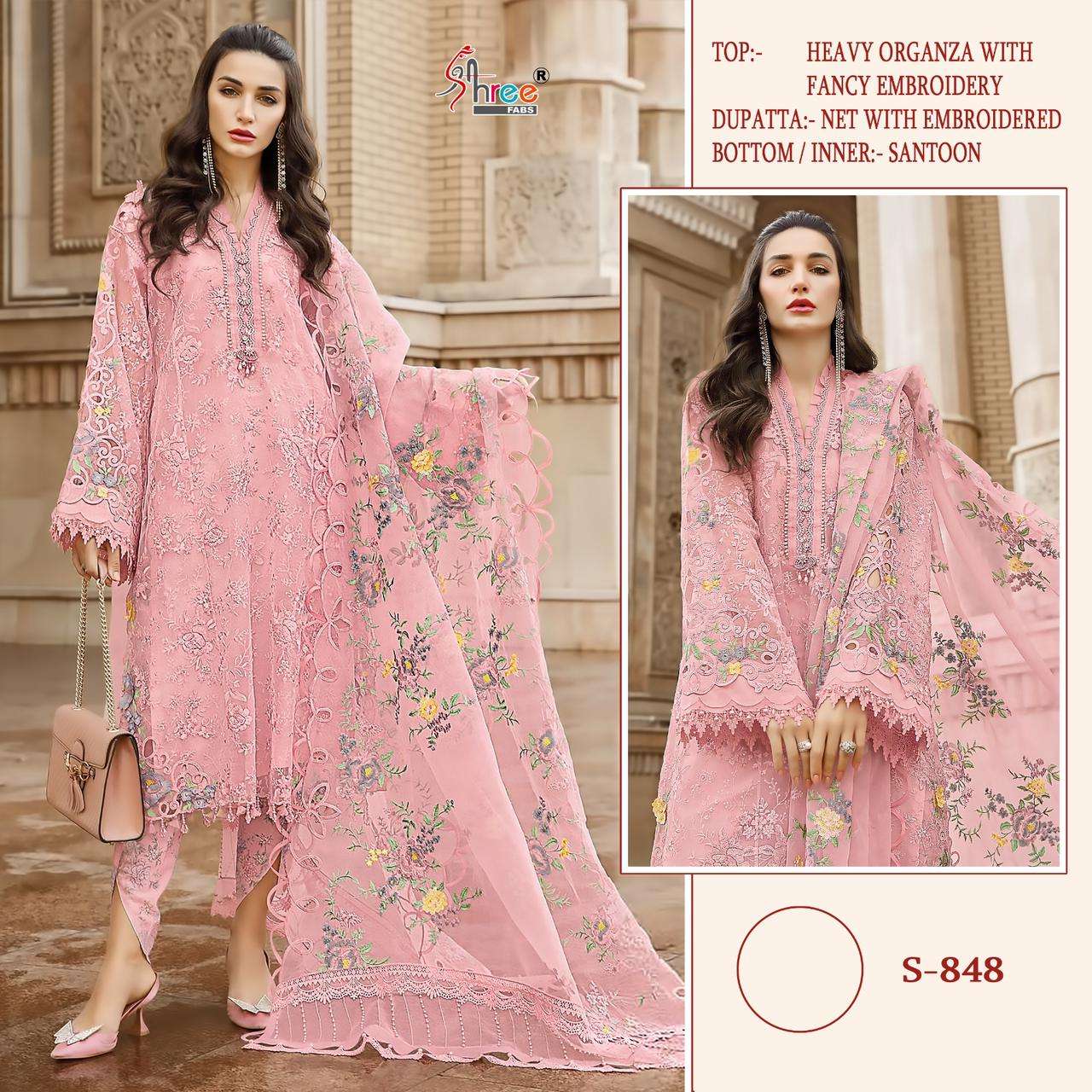 S-848 COLOURS BY SHREE FABS SOFT ORGANZA EMBROIDERY WORK PAKISTANI DRESSES