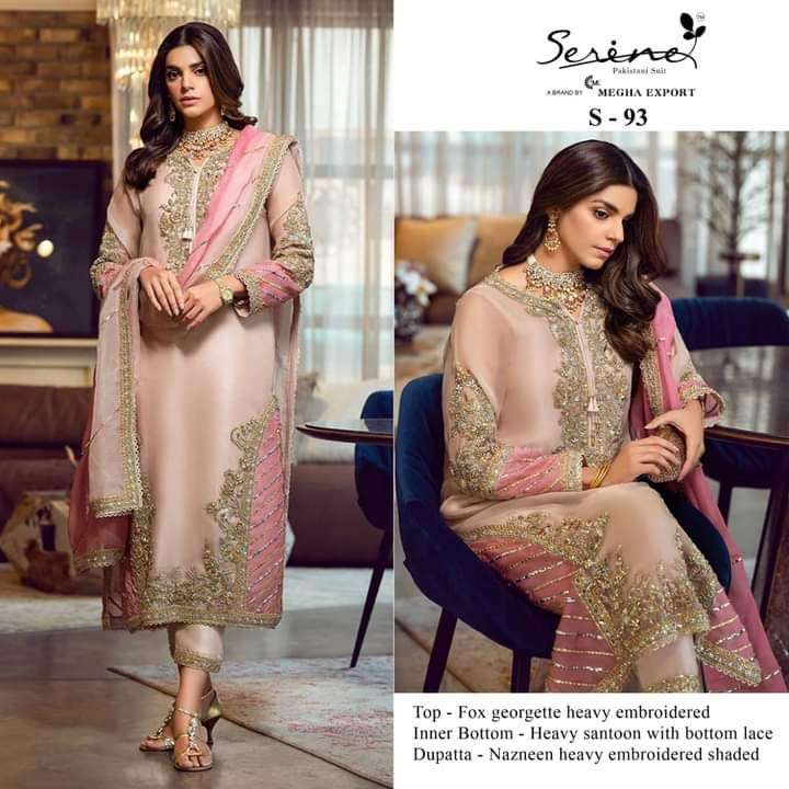 S-93 HIT DESIGN BY SERINE FAUX GEORGETTE EMBROIDERY WORK PAKISTANI DRESS