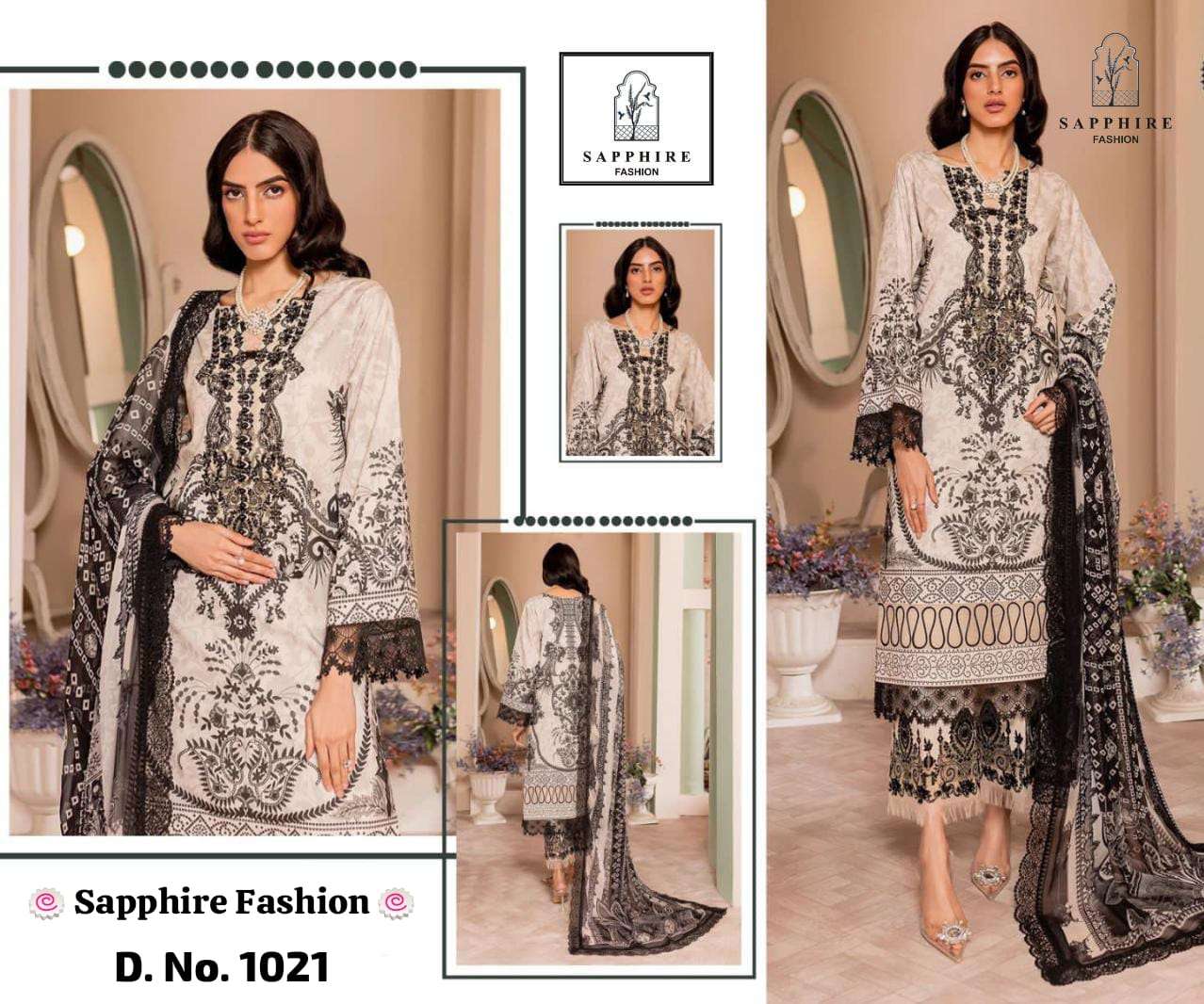 SAPPHIRE 1021 HIT DESIGN BY AQSAWHOLESALE COTTON PRINT EMBROIDERY PAKISTANI DRESS