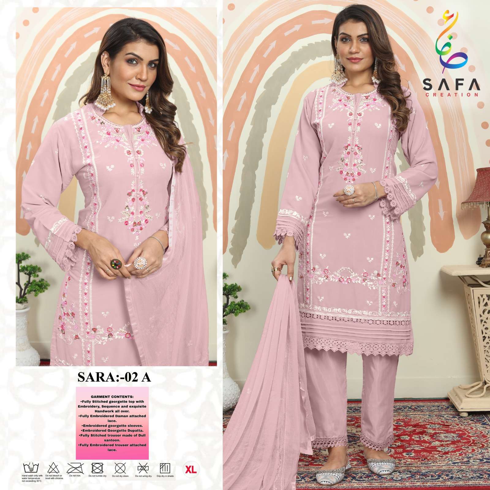 SARA VOL-2 BY SAFA CREATION EORGETTE HEAVY EMBROIDERY READYMADE DRESSES