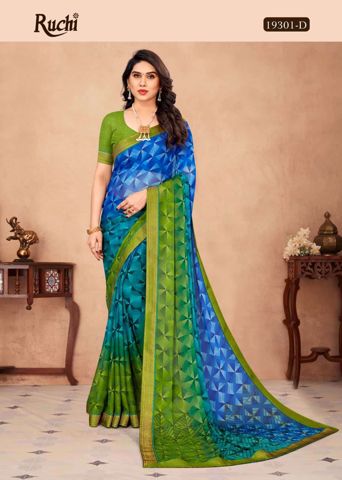 SAVERA VOL-3 BY RUCHI 19301-A TO 19301-F SERIES CHIFFON PRINT CASUAL SAREES