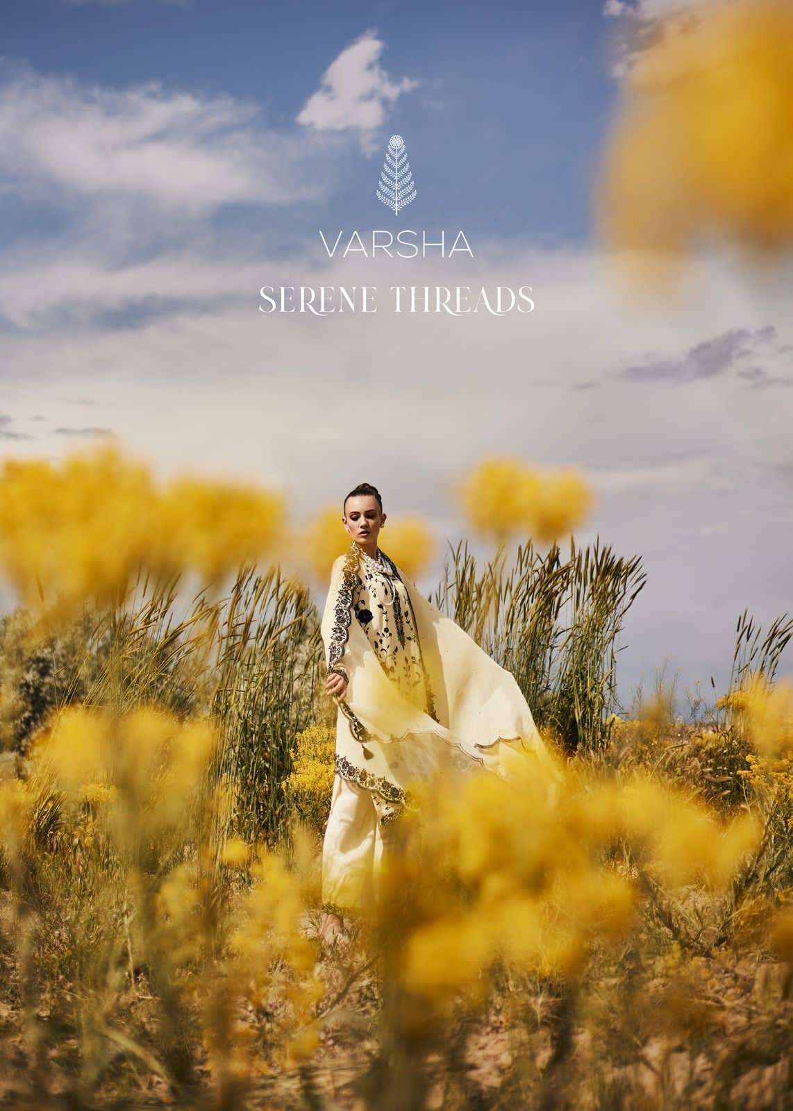 SERENE THREADS BY VARSHA 01 TO 05 SERIES VISCOSE ORGANZA EMBROIDERY DRESSES