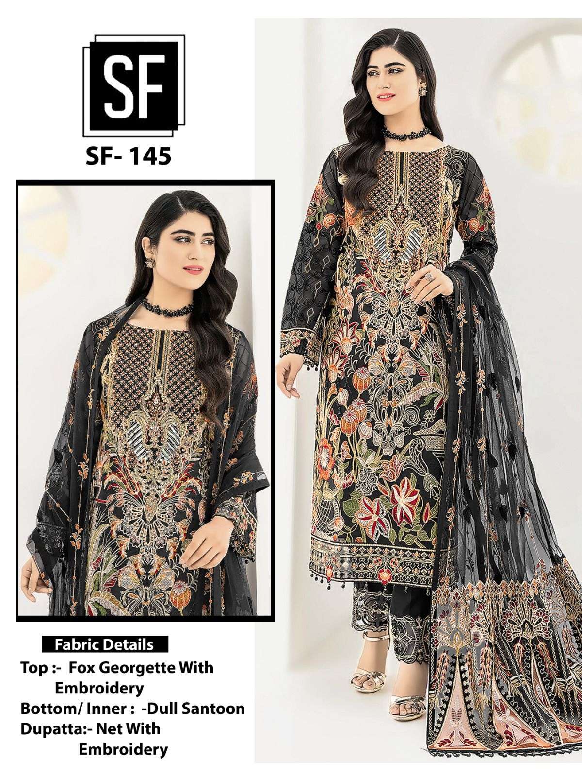 SF-145 HIT DESIGN BY SF FASHION FAUX GEORGETTE EMBROIDERY PAKISTANI DRESS