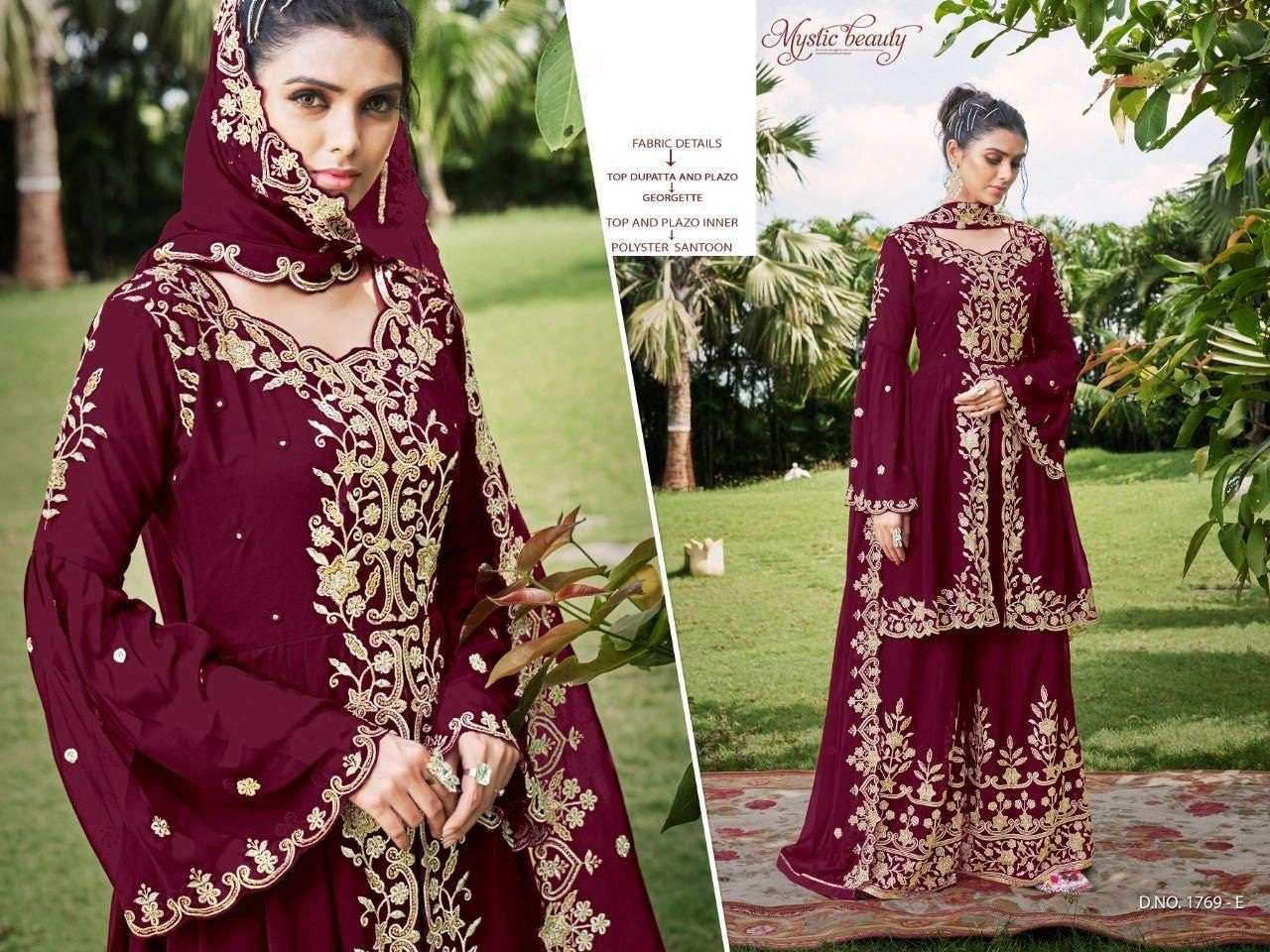 SF-1769 COLOURS BY AQSAWHOLESALE GEORGETTE EMBRODIERY HEAVY WORK SHARARA SUITS