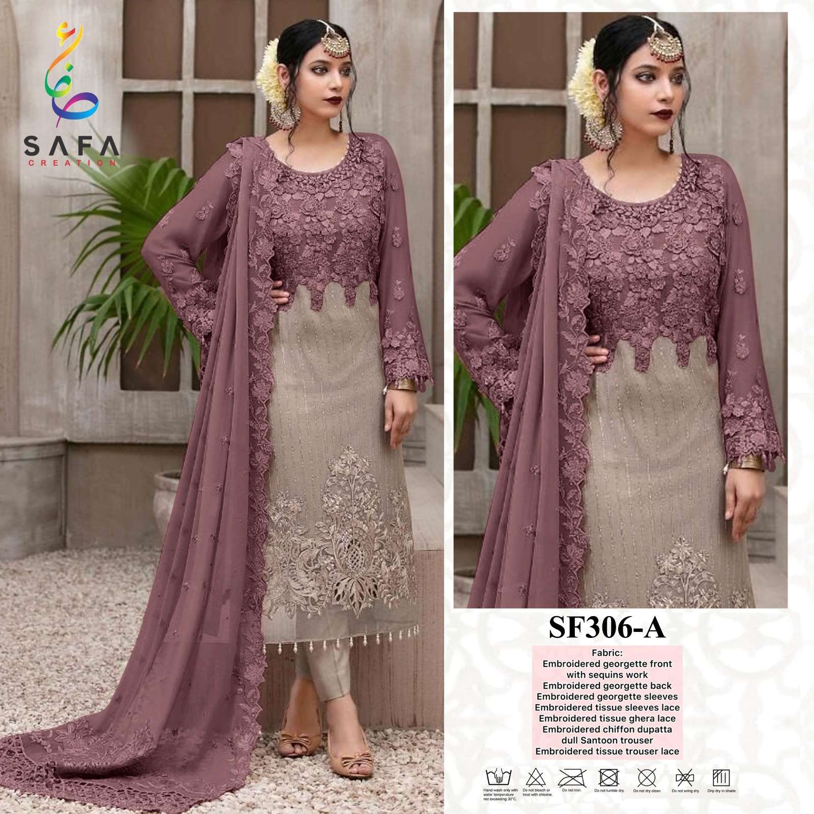 SF-306 COLOURS BY SAFA CREATION 306-A TO 306-D SERIES GEORGETTE EMBROIDERY PAKISTANI DRESSES