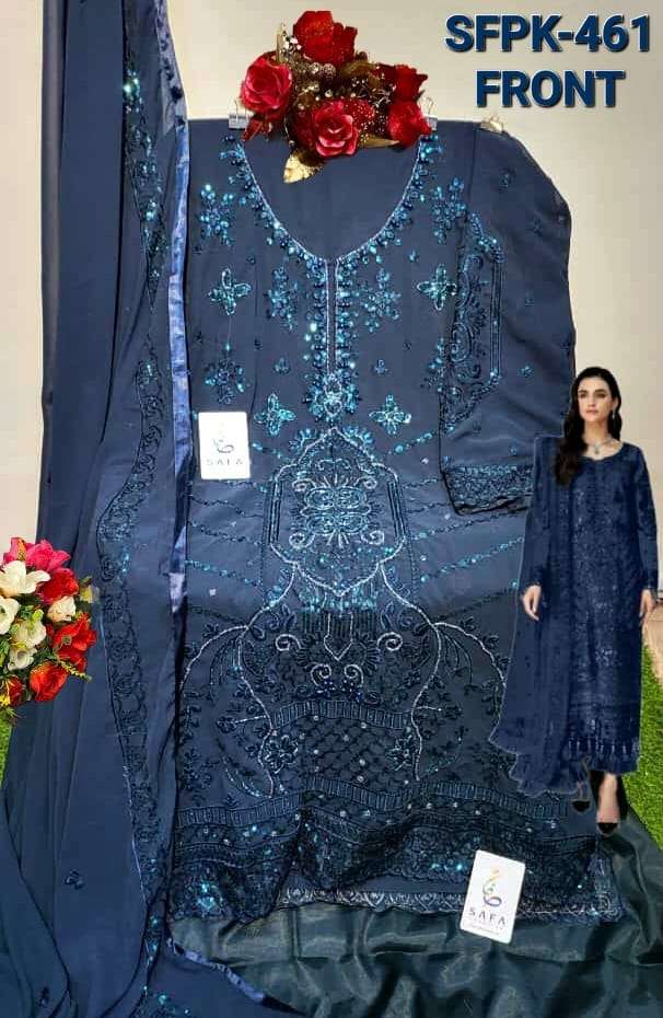 SF-461 COLOURS BY SAFA CREATION 461-A TO 461-E SERIES GEOROGETTE EMBROIDERY PAKISTANI DRESSES