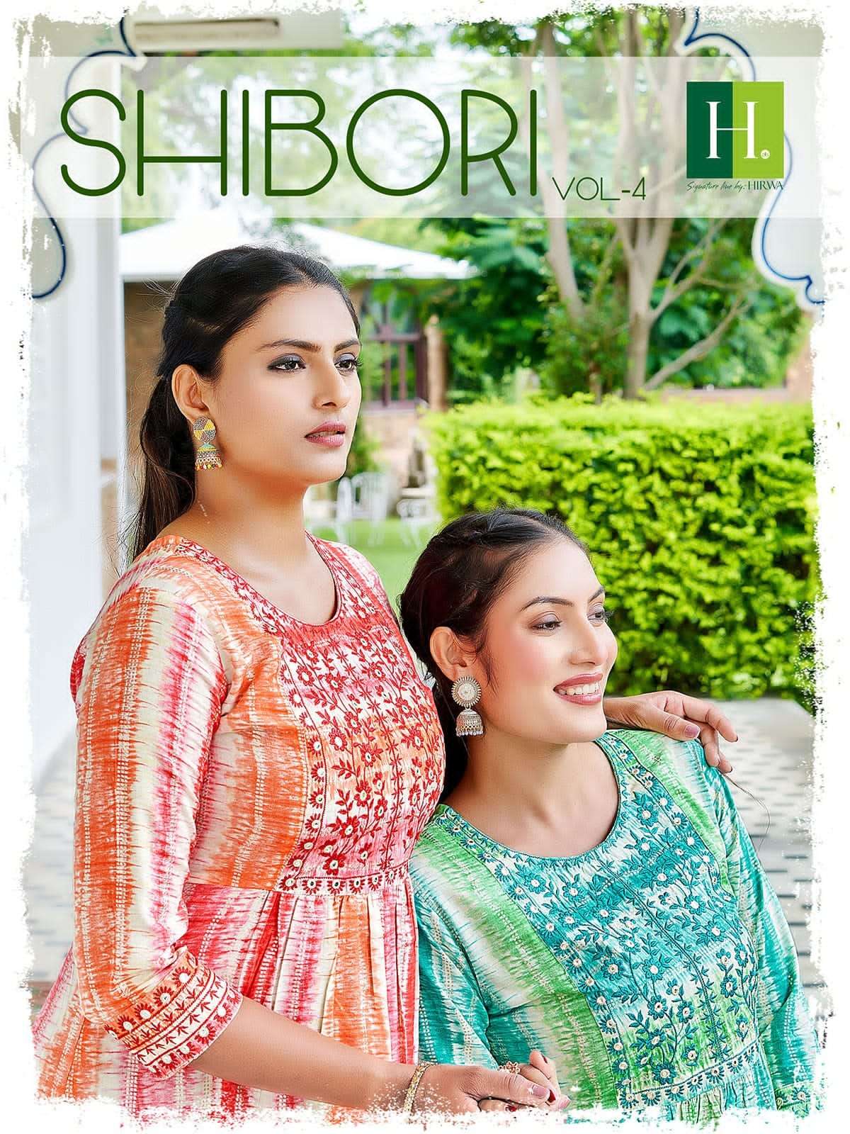 SHIBORI VOL-4 BY H DOT 1001 TO 1008 SERIES RAYON EMBROIDERY KURTIS