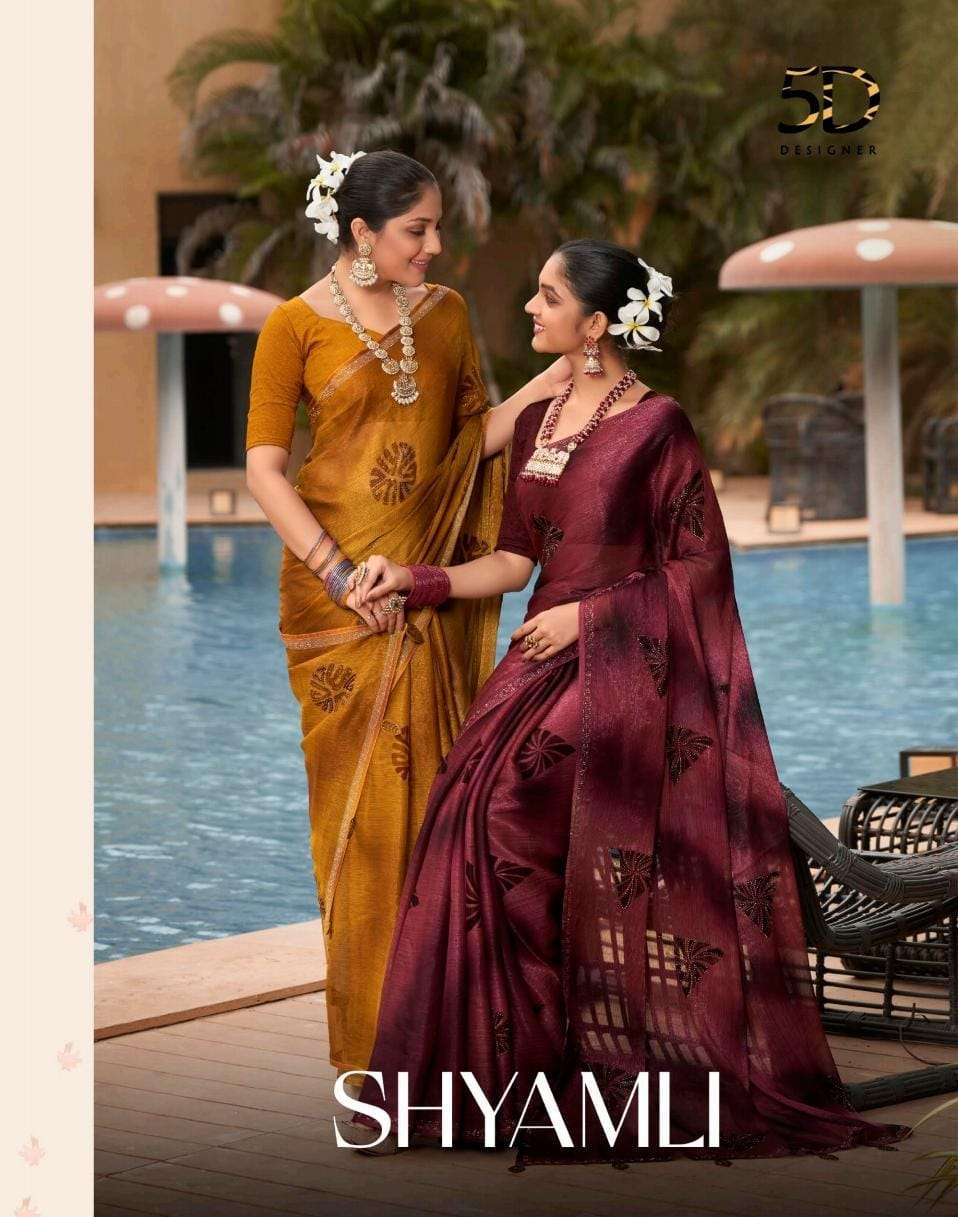 SHYAMLI BY 5D DESIGNER 4585 TO 4591 SERIES CHIFFON PRINT WORK SAREES