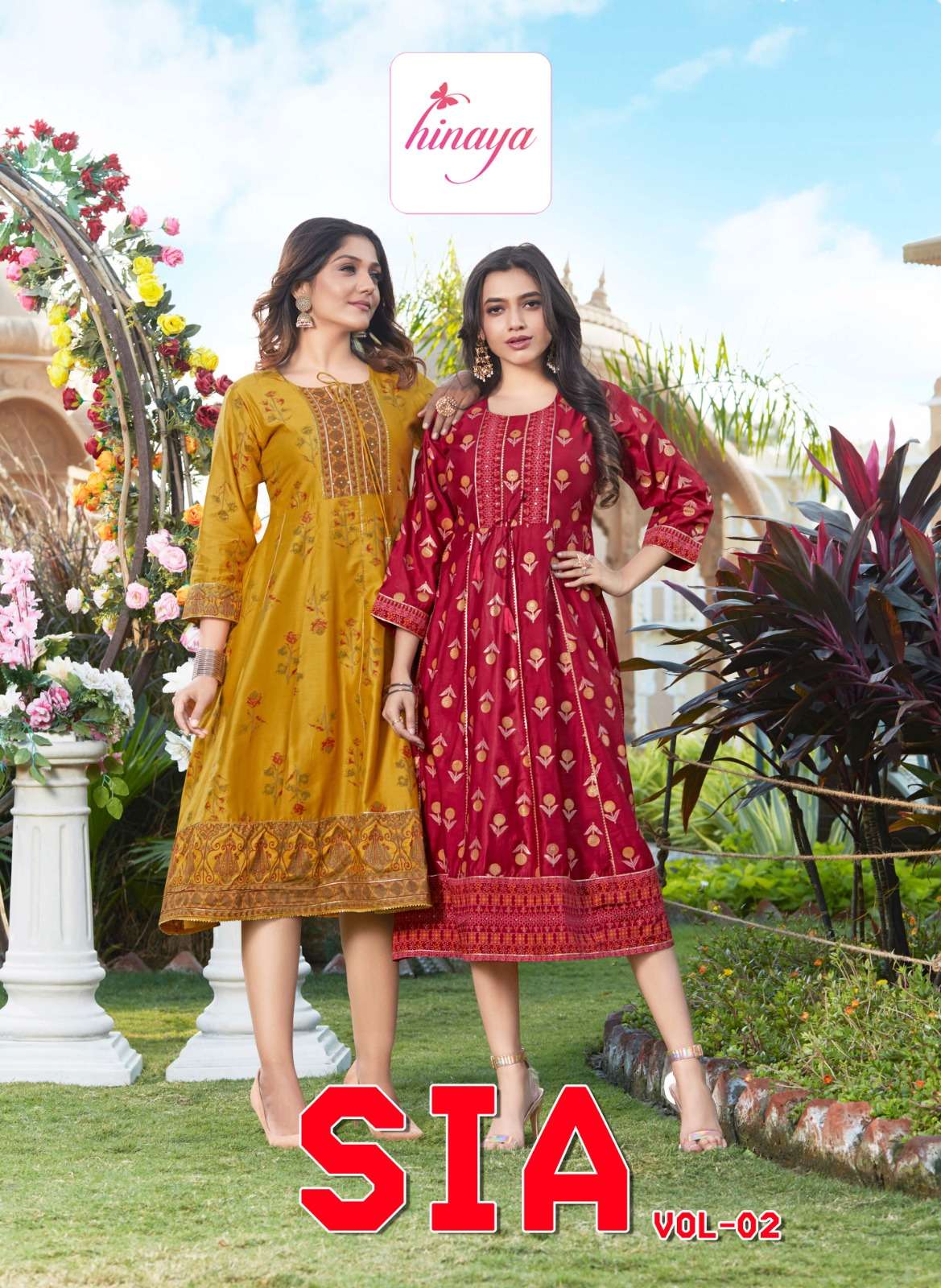 SIA VOL-2 BY HINAYA 2001 TO 2007 SERIES SILK CHANDERI PRINT KURTIS