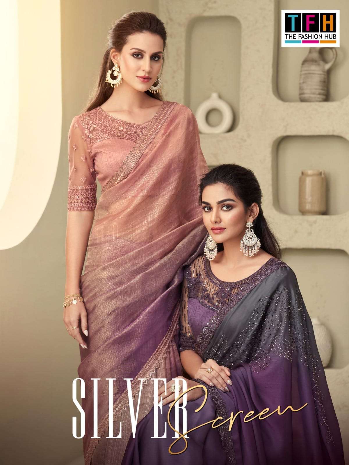 SILVER SCREEN VOL-18 BY TFH 28001 TO 28018 SERIES FANCY WORK SILK SAREES