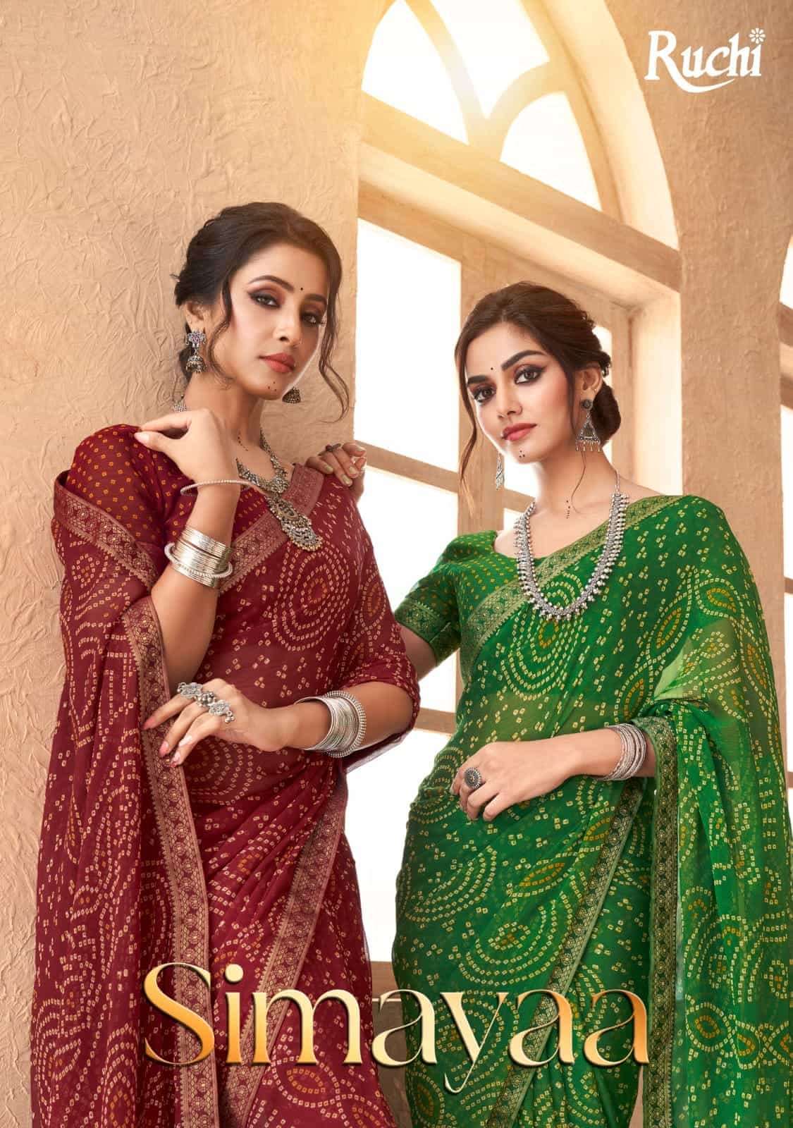 SIMAYAA BY RUCHI 25801 TO 25803 COLOURS CHIFFON PRINT CASUAL WEAR SAREES