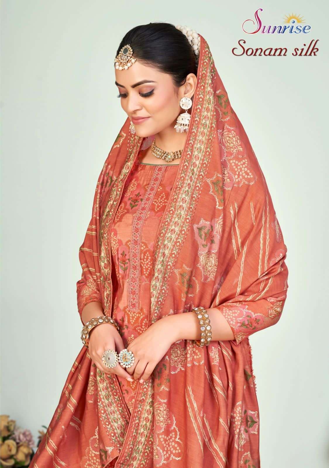 SONAM SILK BY SUNRISE 1001 TO 1008 SERIES MODAL SILK EMBROIDERY DRESSES