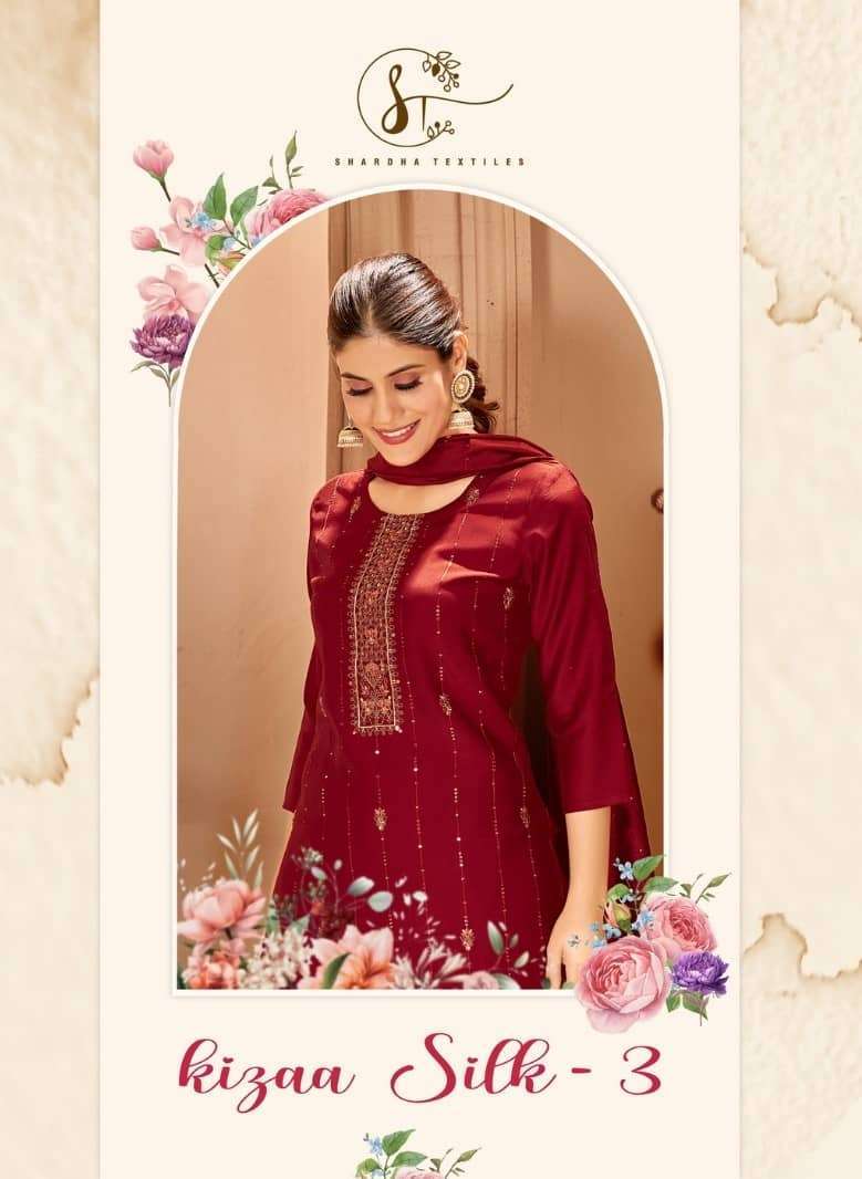 ST LIZAA SILK VOL-3 BY AQSAWHOLESALE 1001 TO 1009 SILK EMBROIDERY READYMADE DRESSES