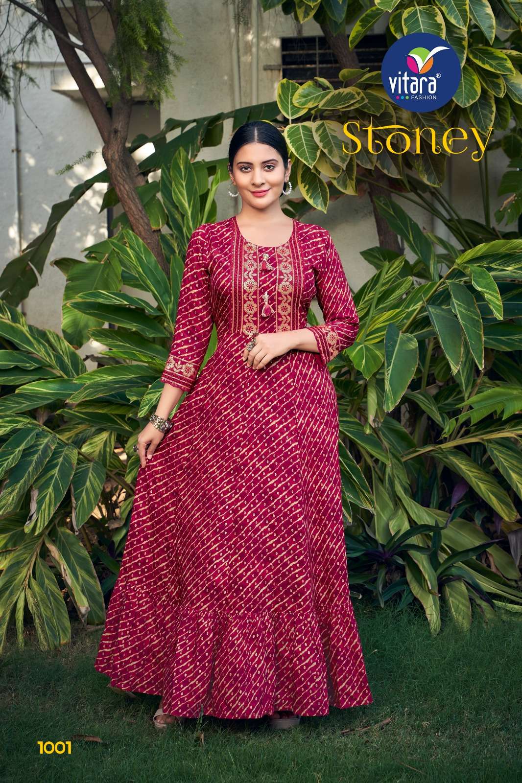 STONEY BY VITARA FASHION 1001 TO 1004 RAYON EMBRODIERY GOWNS