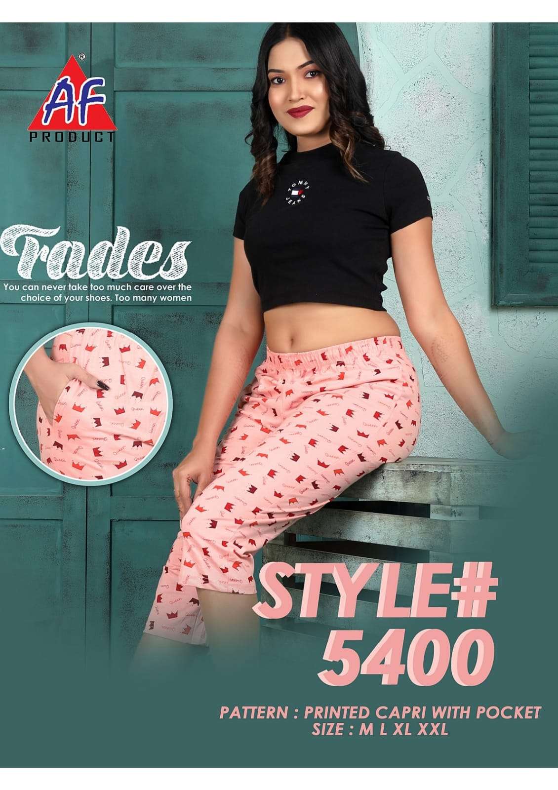 STYLE 5400 SERIES BY AQSAWHOLESALE HOSEIRY COTTON PRINT CAPRIS