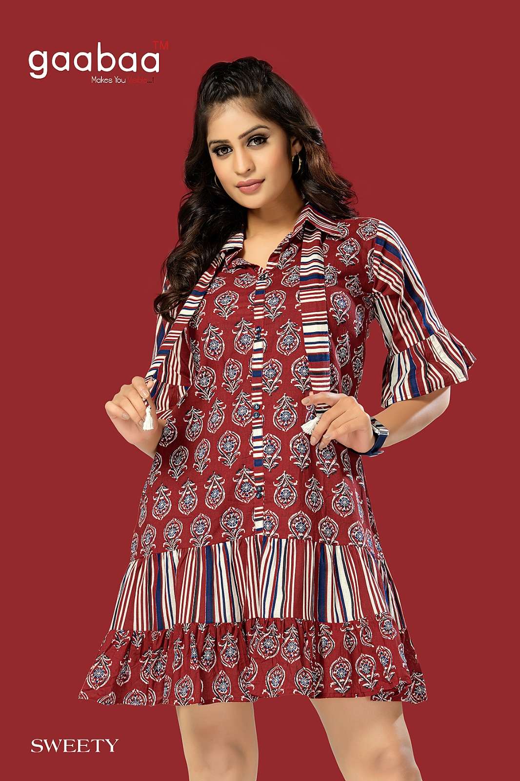 SWEETY BY AQSAWHOLESALE COTTON FANCY PRINT WORK TUNICS