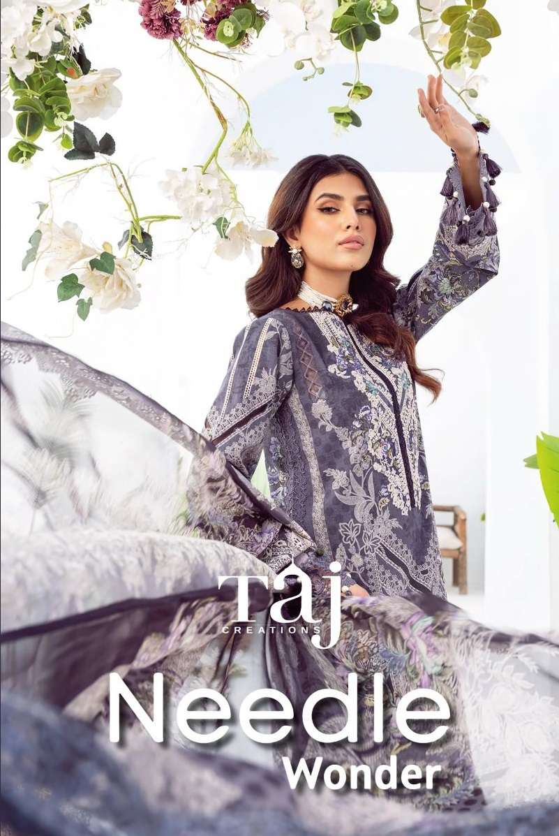 TAJ NEEDLE WONDER BY AQSAWHOLESALE PURE COTTON WORK PAKISTANI DRESSES