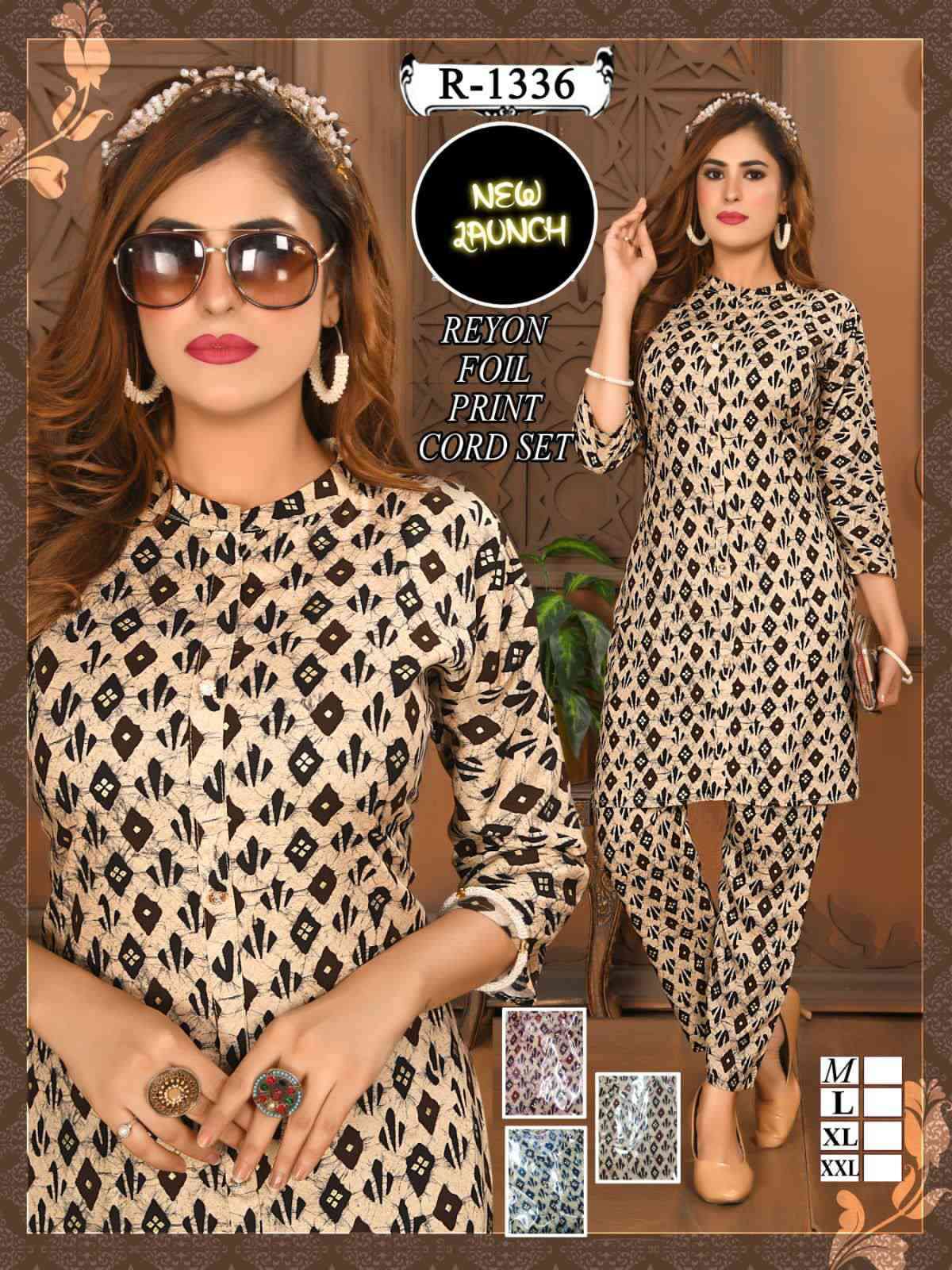 TRENDY 1336 BY AQSAWHOLESALE HEAVY RAYON FOIL PRINT CO-ORD SET