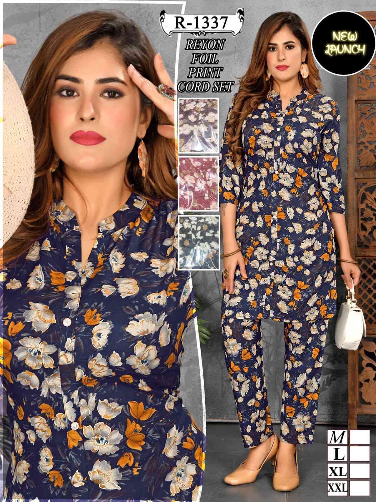 TRENDY 1337 BY AQSAWHOLESALE HEAVY RAYON FOIL PRINT CO-ORD SET