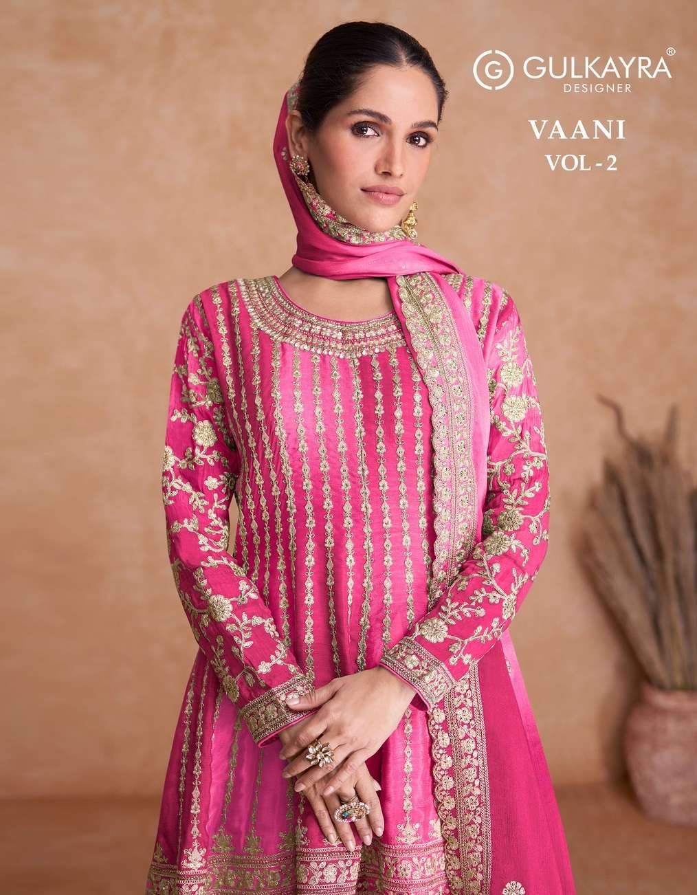 VAANI VOL-2 BY GULKAYRA 7407-A TO 7407-E SERIES CHINON EMBRODIERY READYMADE SHARARA SUITS