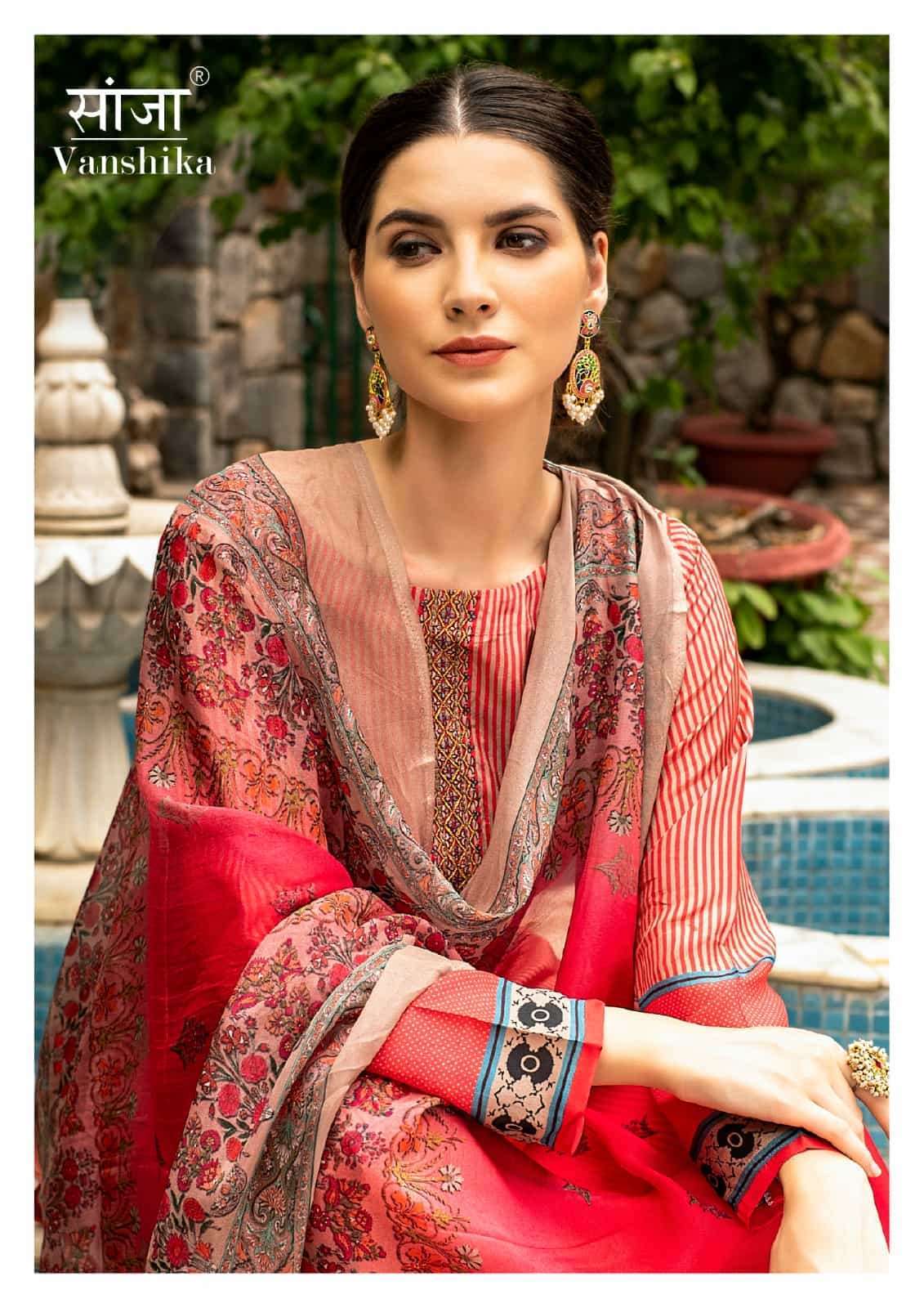 VANSHIKA BY SAANJA 1421 TO 1425 SERIES HABUTAI SILK EMBROIDERY WORK DRESSES