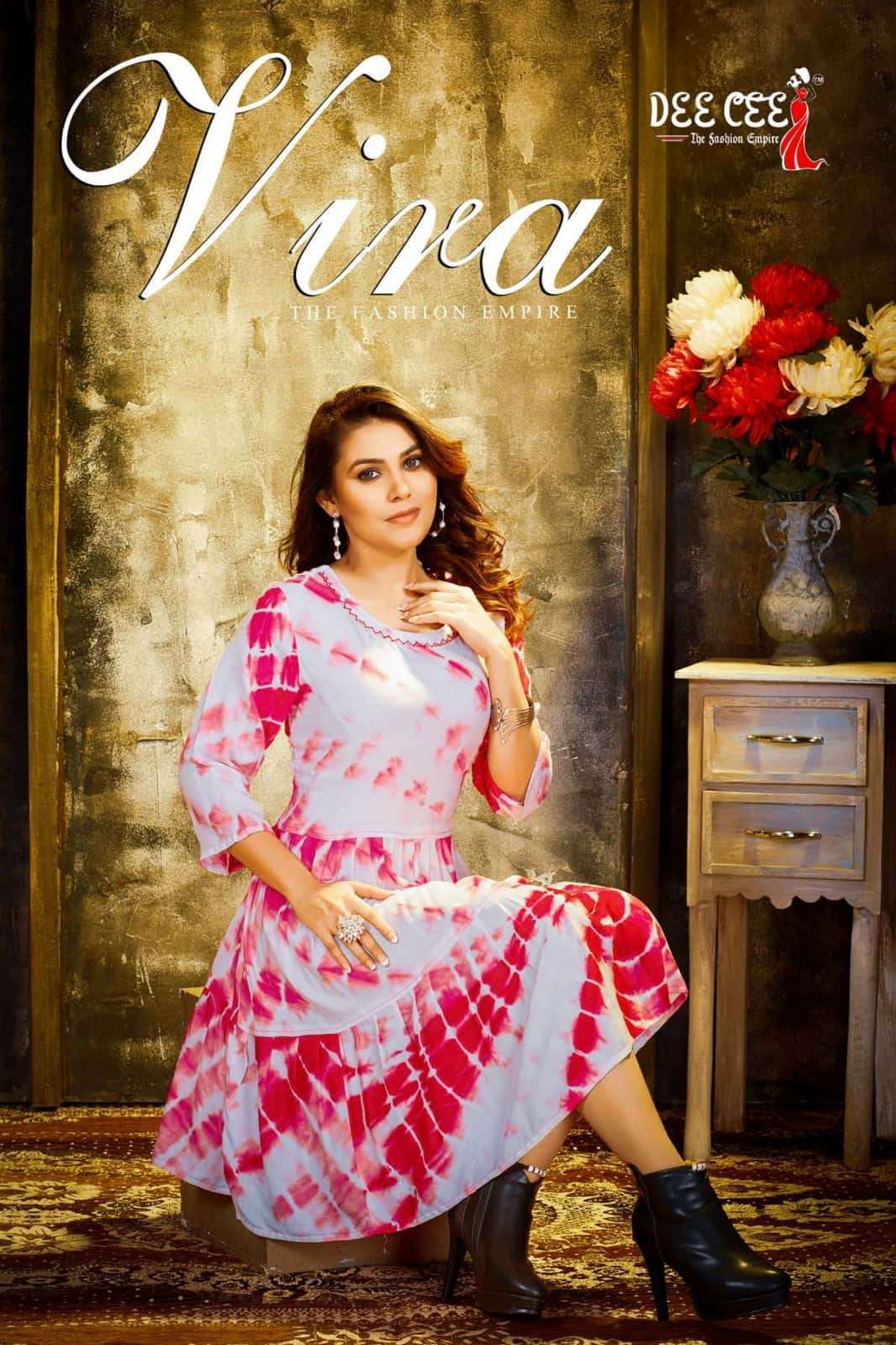 VIRA BY DEE CEE 1001 TO 1006 SERIES RAYON PRINT WORK KURTIS