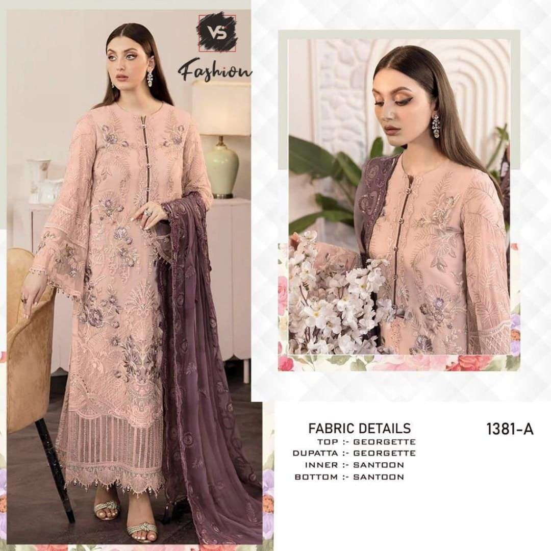 VS-1381 COLOURS BY VS FASHION 1381-A TO 1381-D SERIES GEORGETTE EMBRODIERY PAKISTANI DRESSES